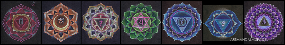 Graphic representation of the Indian system of chakras, energy centers of human body